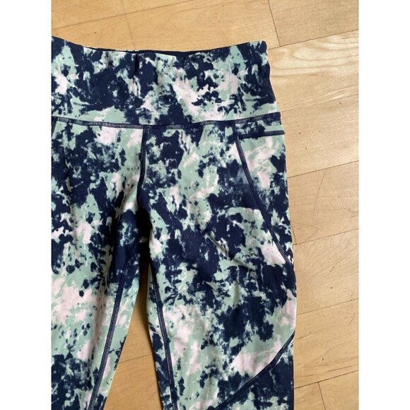 SWEATY Betty BNWOT "power pocket" tights 7/8 sz XXS NEW Green abstract tie dye - Picture 3 of 7
